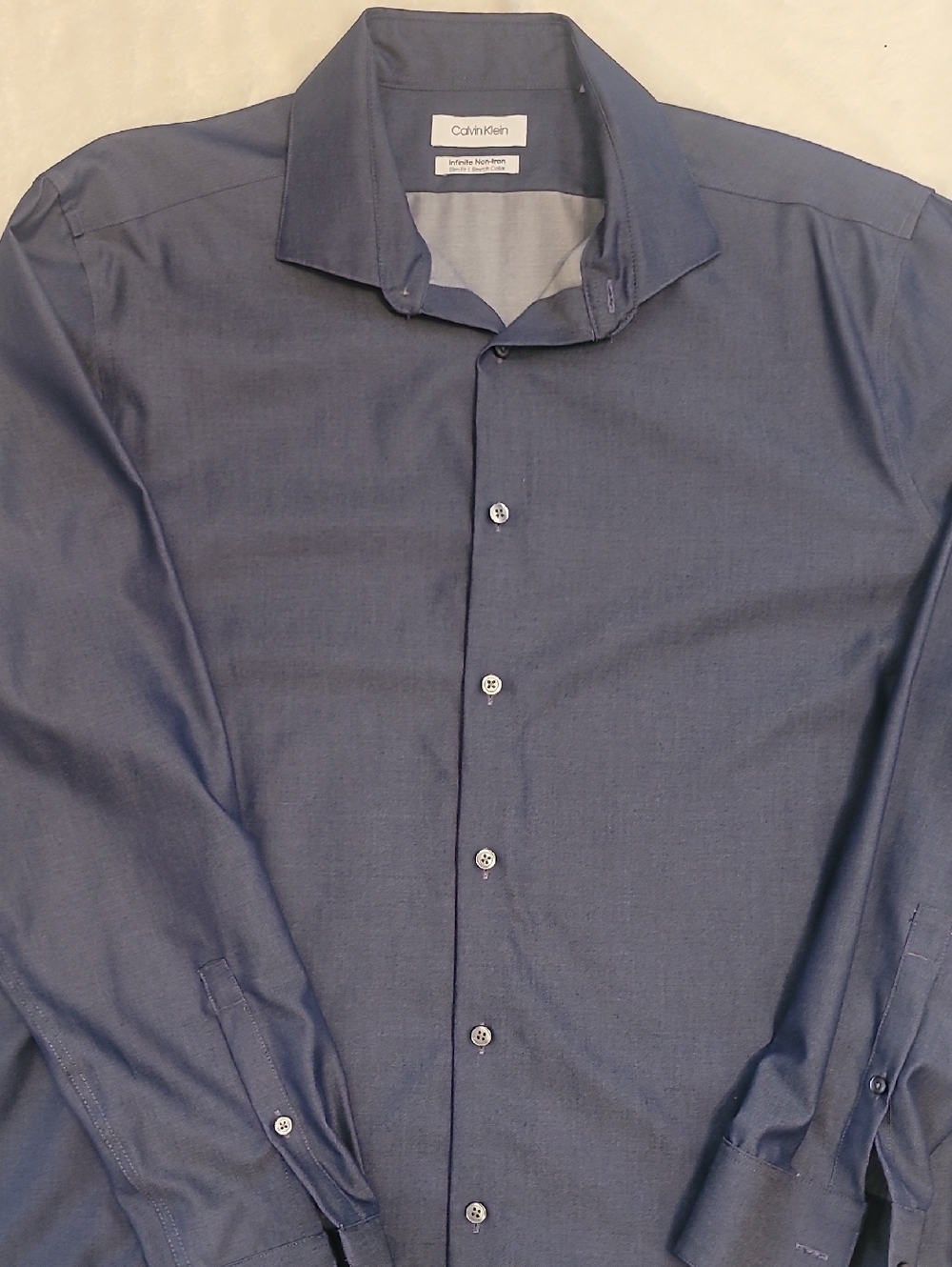 Calvin Klein Men's Navy Blue Dress Shirt - Long Sleeve